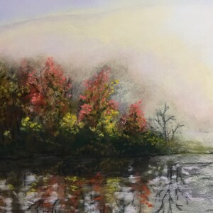Fall Reflections This is a 16x20 Original Pastel Painting of the view I had from my studio when I lived on a lake. image 1