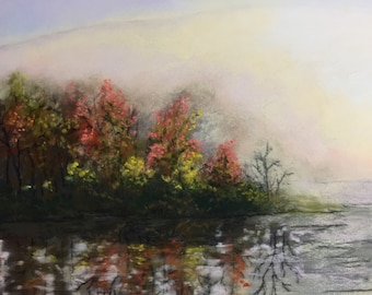 Fall Reflections This is a 16x20 Original Pastel Painting of the view I had from my studio when I lived on a lake.