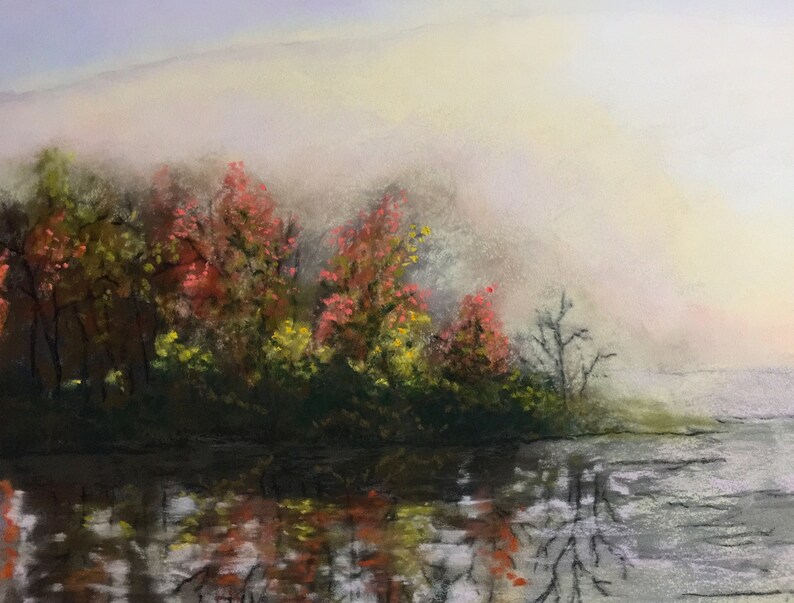 Fall Reflections This is a 16x20 Original Pastel Painting of the view I had from my studio when I lived on a lake. image 1