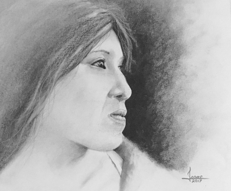 Beautiful Native American Maiden This is a Framed 16x17 Original Graphite Portrait of a Beautiful Native American Woman. image 1