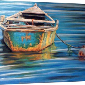 Old Ball and Chain 16x20 Un-Framed Pastel of an old forgotten anchored boat. image 2