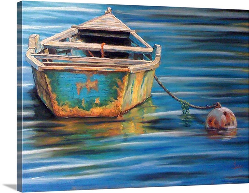 Old Ball and Chain 16x20 Un-Framed Pastel of an old forgotten anchored boat. image 2