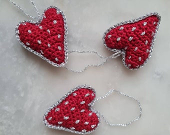 Heartshap, crochet, christmas ornament