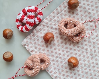 Crochet pretzel / candy cane Christmas ornament