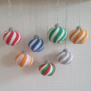 Crochet striped and twisted christmas ornaments