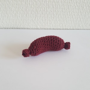 Crochet play food cocktail wiener sausage, red or brown
