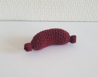 Crochet play food cocktail wiener sausage, red or brown