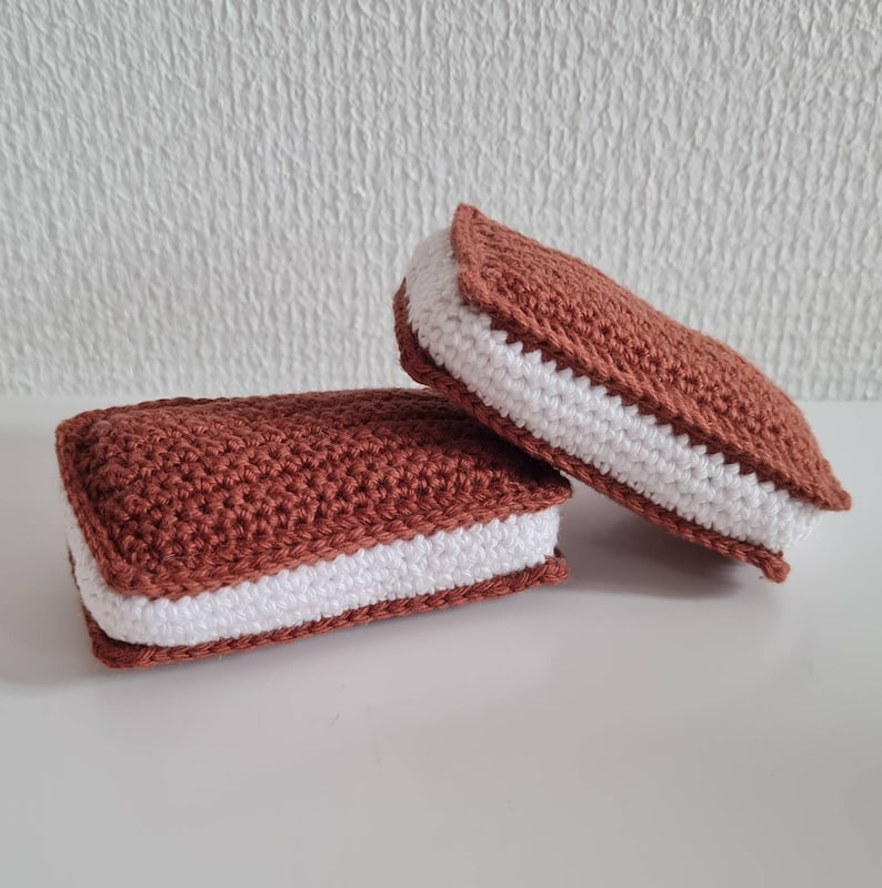 Crochet, play food, milk slice / ice cream sandwich image 1