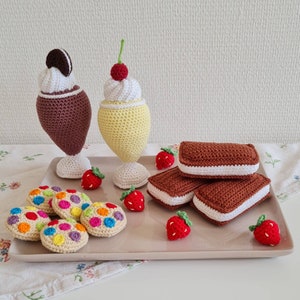 Crochet, play food, milk slice / ice cream sandwich image 2