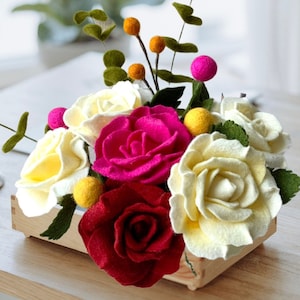 Rose Felt flower stem for Wedding Bouquet, Mother’s Day Gift or Home Decor