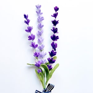 Lavender Felt Flower Stems: Wool Bouquet, Minimalist Decor