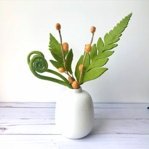 Wool Felt Fern Stem, Artificial Fern leaves, Faux Monstera Branch, Felt Greenery, Floral Arrangement