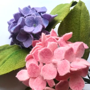 Wool Felt Hydrangea Flower Stem: Wedding Bouquet Decor