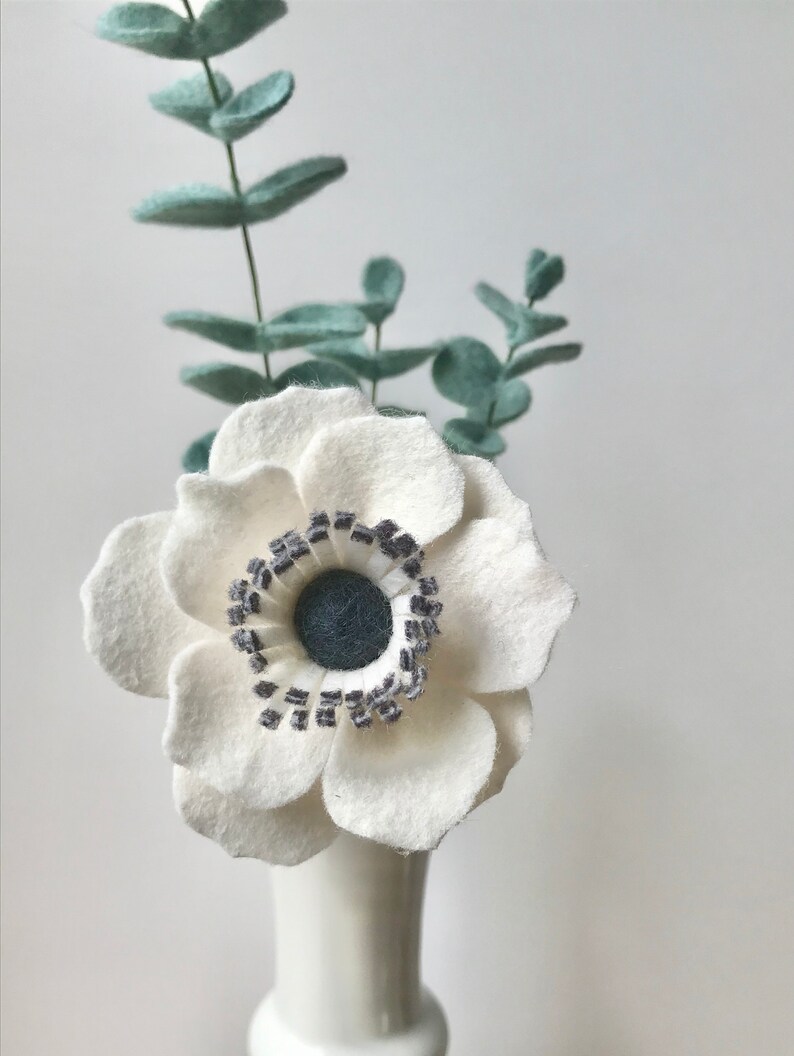 Single Anemone Felt Flower Artificial Flowers Wedding Etsy