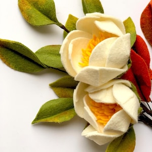Cheddar Peony Felt flower Stems, Wool Felt flowers arrangement, Fall Decor, Thanksgiving Table