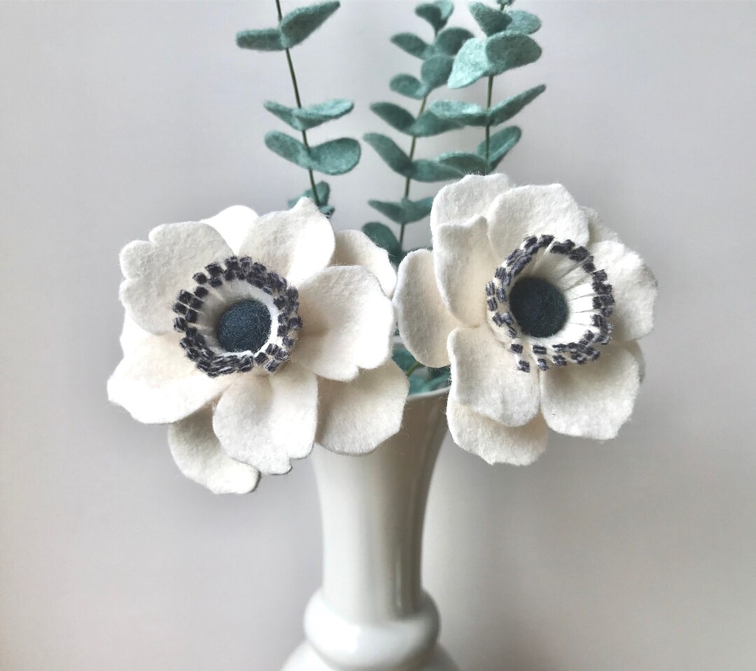 Single Anemone Felt Flower, Artificial Flowers, Wedding Bouquet, Floral