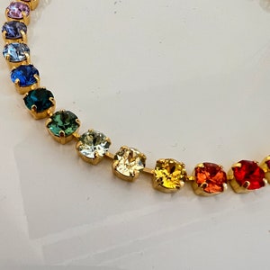 Rainbow tennis necklace, Anna Wintour necklace with crystals, love is love necklace, colorful crystal necklace, multicolored collier, multicolor crystal necklace, multicolor crystal collier, rainbow swarovski necklace for her, pride crystals necklace