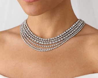 Charleston Bridal Necklace: Gold or Rhodium Plated, Vintage Style