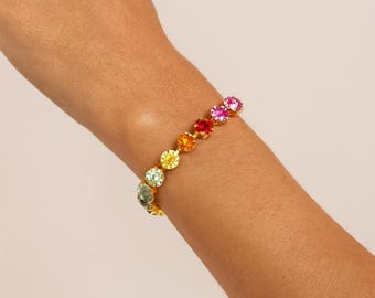 Rainbow Tennis Bracelet Pride Bracelet Colorful Crystal Tennis Bracelet Multicolor Swarovski Bracelet Rainbow LGBTQ+ Bracelet