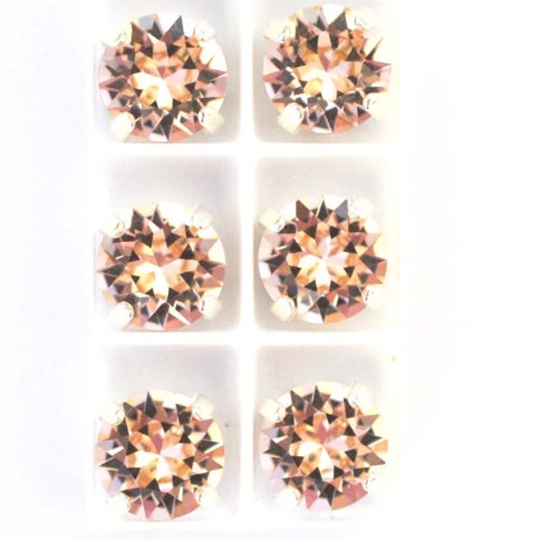 Light Peach - 39SS / 8MM Sew On Crystals - Warm Pink - Chaton montees - Sliders - Great For Beading & Soutache - 6 pieces Pack - diy chatons