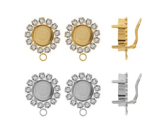 Orecchini con clip per incastonare cristalli austriaci ss39 8mm, 1 coppia orecchini oro o argento in ottone con preciosa per gioielli diy