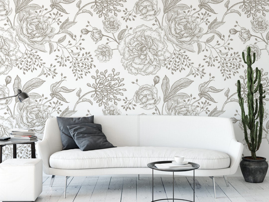 Vintage Floral Removable Wallpaper Wall Art Peel and Stick Etsy