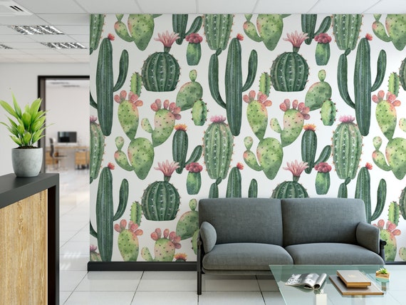 Cactuses and Succulents Removable Peel and Stick Wallpaper