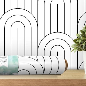 Geometric Black and White Pattern, Removable Wallpaper, Wall Art, Peel and Stick Wallpaper, Room Decor, Accent Wall, MW1400