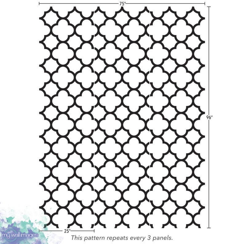 Wallpaper Peel and Stick Wallpaper Quatrefoil Pattern Black Etsy