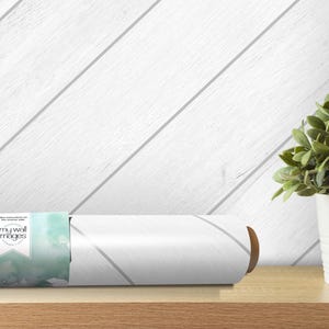 White Wood Herringbone, Shiplap, Removable Wallpaper, Peel and Stick Wallpaper, Modern Texture, Accent Wall, Bedroom, Entryway, MW1864