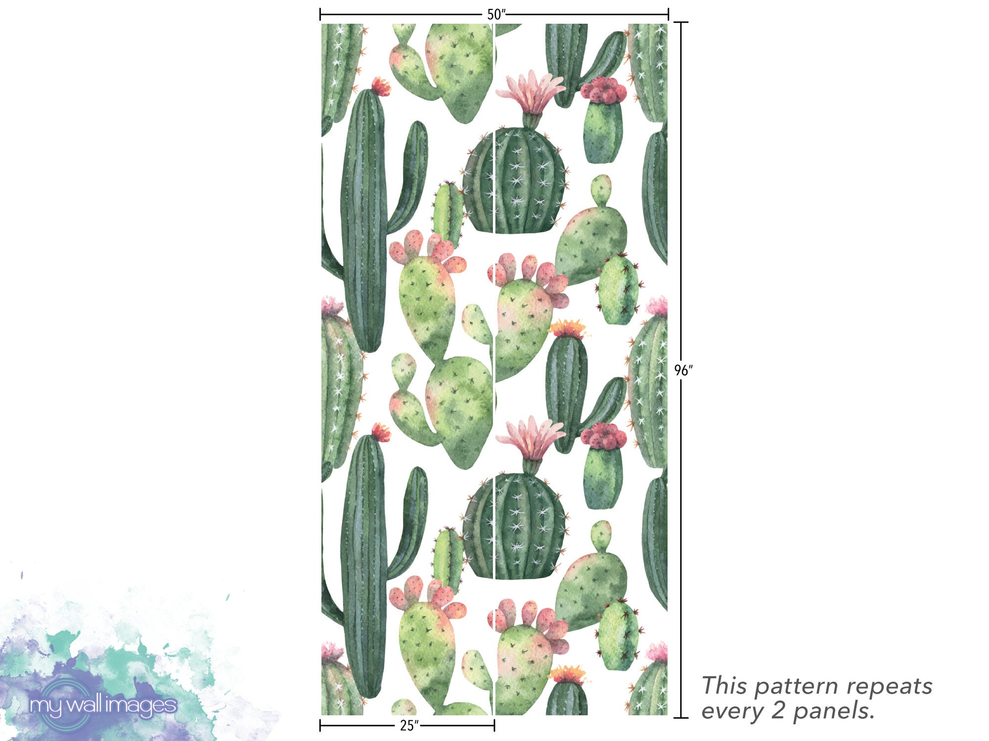 Wallpaper Peel and Stick Wallpaper Cacti and Succulents Etsy