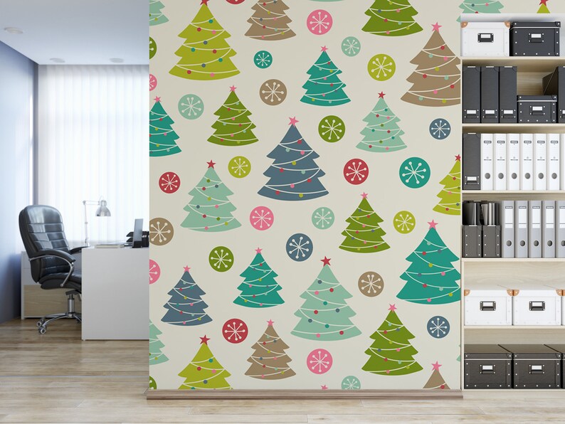 Wallpaper Peel and Stick Wallpaper Cute Christmas Trees - Etsy