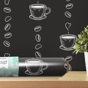 Coffee Love Coffee Shop - Peel and Stick Wallpaper, Removable Wallpaper, Traditional Wallpaper - Wall Art, Coffee Decor, Coffee Art - MW1696