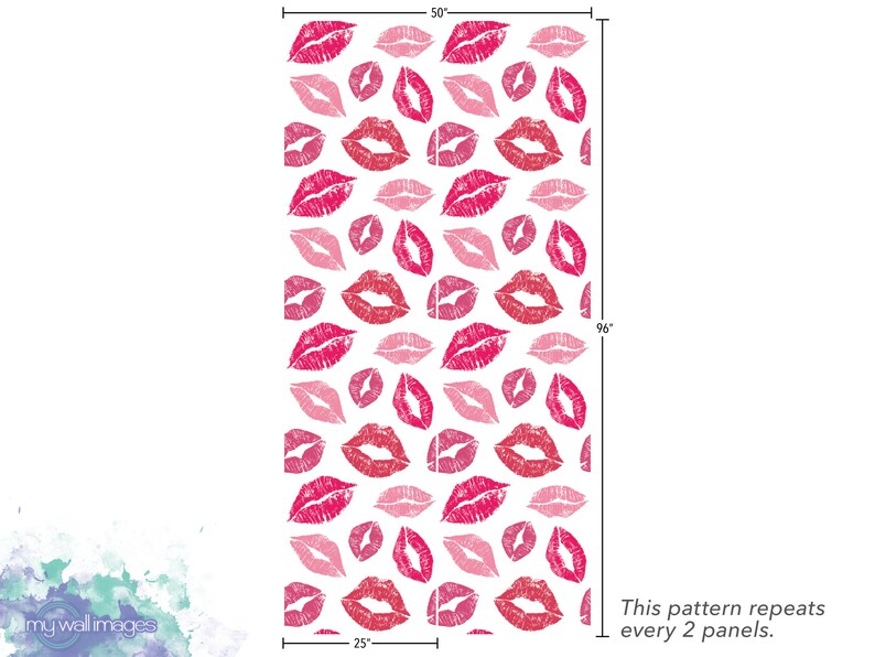 Wallpaper Peel and Stick Wallpaper Pink and Red Kisses Etsy