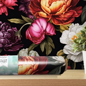 Floral Peonies Wallpaper - Peel and Stick Wallpaper - Home Decor - Wall Mural - Wall Art - Floral Decor - Floral Mural - MW1949