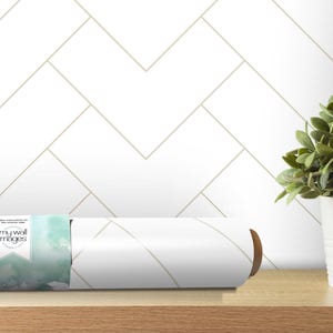 Cream and White Geometric Style, Minimalist, Removable Wallpaper, Wall Art, Peel and Stick Wallpaper, Room Decor, Entryway, Accent, MW1863