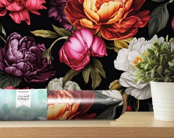 Bold Floral Peonies Peel and Stick Wallpaper | Removable Wall Mural (MW1949)