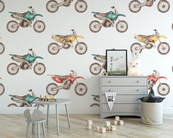 Dirt Bikes Removable Wallpaper, Wall Art, Peel and Stick Wallpaper,  Mural, Accent Wall Holiday Wallpaper, MW1954