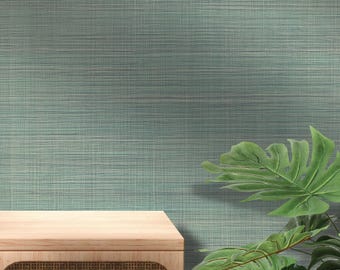 Papel de Parede Imitando Fibra Natural Verde Sálvia | Mural de Parede com Textura de Fibra Natural (MW2142)
