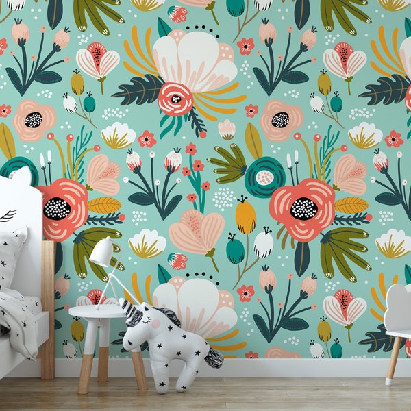 Blush Floral Wallpaper Etsy