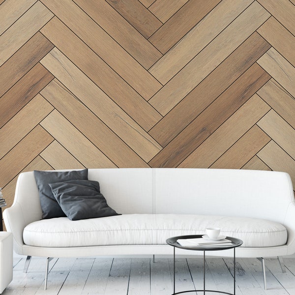 Large Wide Faux Wood Herringbone ,  Reusable Mural, Modern Texture, Accent Wall, MW1683lg