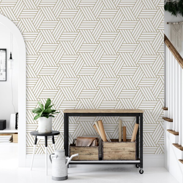 Peel and Stick Wallpaper Gold Etsy