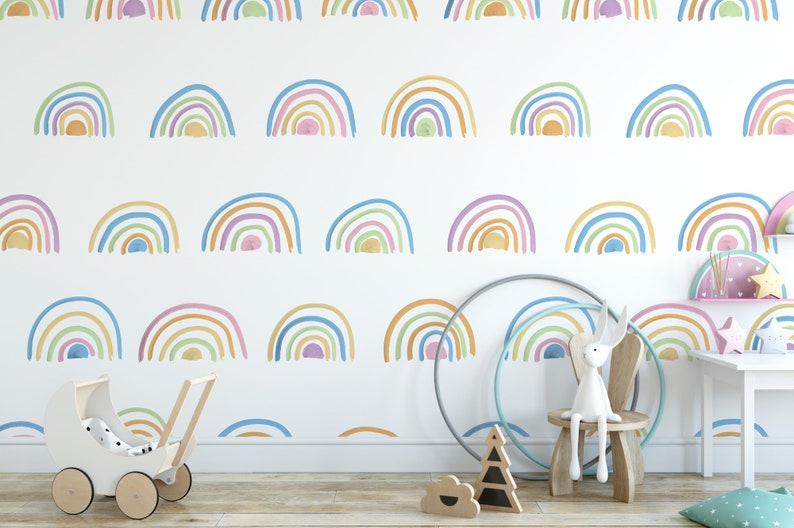 Wallpaper Peel and Stick Wallpaper Rainbows Removable Etsy