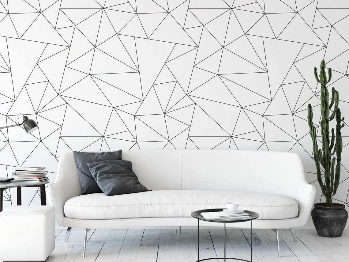 Wallpaper Peel and Stick Wallpaper Black and White Triangle - Etsy