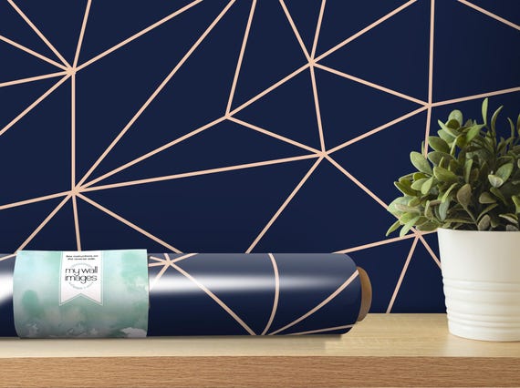 Navy Geometric Modern Wallpaper | Contemporary Peel and Stick Mural (MW1386)