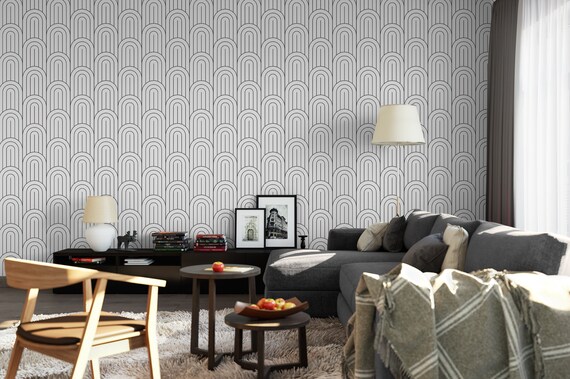 Geometric Black and White Pattern Removable Wallpaper Wall Art