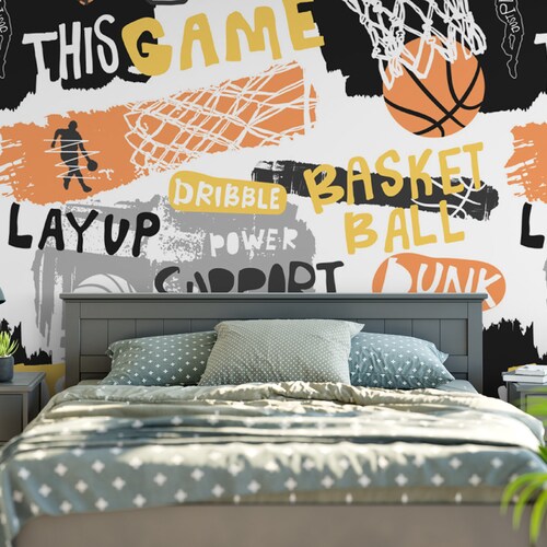 Wallpaper Peel and Stick Wallpaper Basketball Slogans Etsy Australia