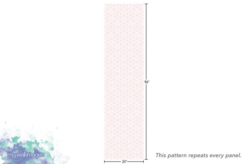 Pink Wallpaper | Delicate Pink and White Geometric Peel and Stick Mural (MW1145) image 4