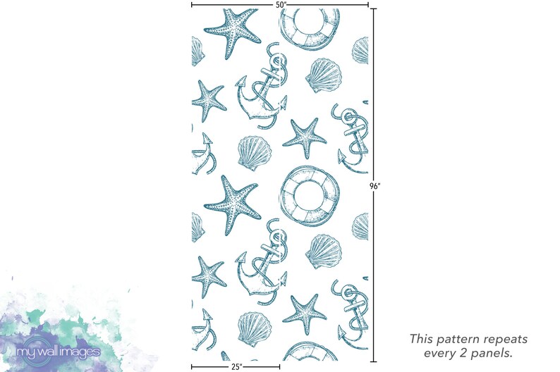 Wallpaper Peel and Stick Wallpaper Large Seashell Starfish and Etsy