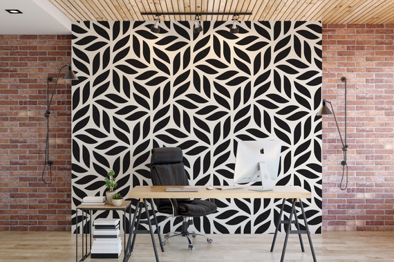 Art deco wallpaper peel and stick, vintage abstract wall mural, accent  wall, home decor - Scandi Home abstract_wallpaper accent_wall